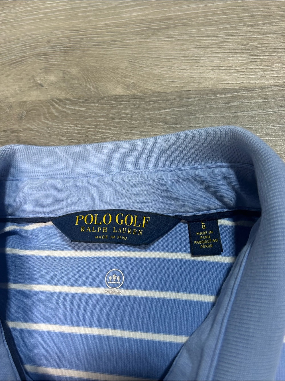 Ralph Lauren Polo Golf Wicking Striped Short Sleeve Polo Shirt Men's L Blue - Picture 3 of 5